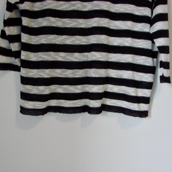 Black White Striped Knit Top Crewneck Boxy Lightweight MNG Mango Size Medium - Picture 11 of 11